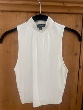 Glassons Cream Ribbed Mock Neck Sleeveless Tank